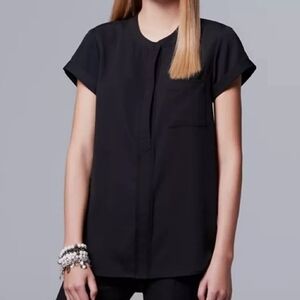 SIMPLY VERA VERA WANG Essential Black Popover Shirt | Blouse | Top. Size Medium.